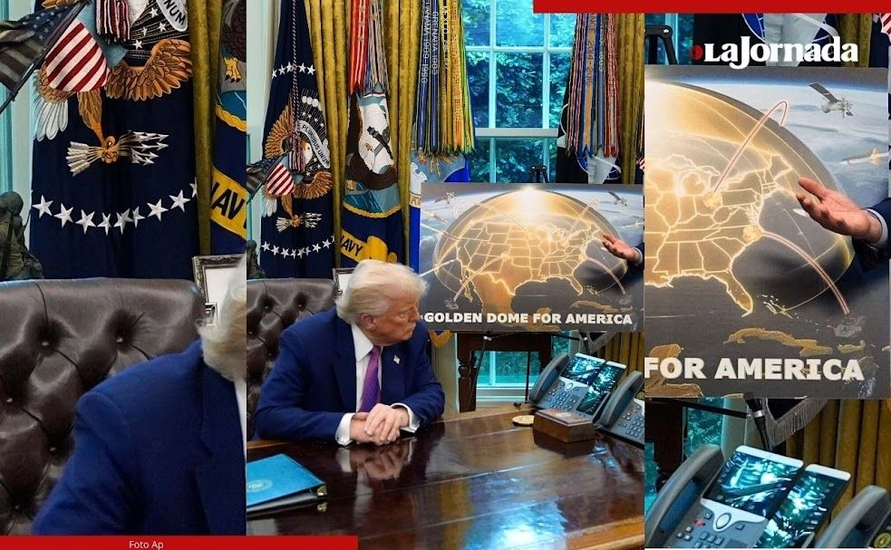 El presidente Donald Trump eligió el diseño Golden Dome, de 175 mil millones de dólares, para el programa de defensa contra misiles balísticos intercontinentales, espaciales e hipersónicos ante la amenaza de China y Rusia. Recordó que hace 40 años Ronald Reagan intentó un proyecto similar, pero ahora existe “tecnología de vanguardia”. Foto 