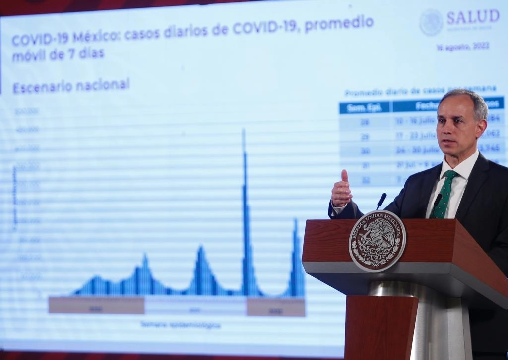 El subsecretario de Prevención y Promoción de la Salud, Hugo López-Gatell, durante la conferencia de prensa matutina en Palacio Nacional, el 16 de agosto de 2022. Foto Guillermo Sologuren