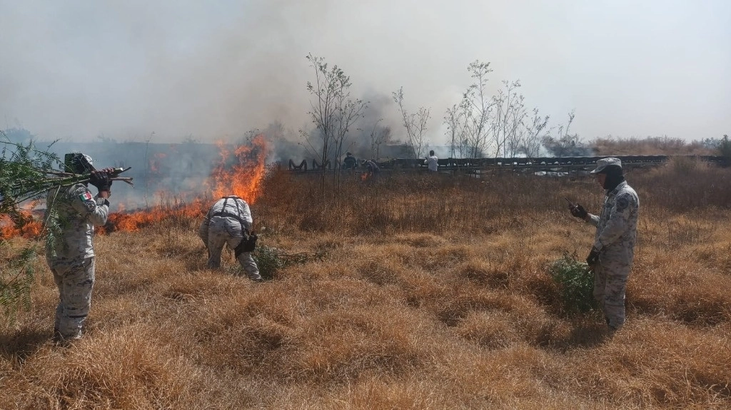 Las llamas rápidamente se extendieron por la zona de pastizal seco, justamente por el lado colindante con la ciénaga de San Juan y que forman parte del ejido Nexquipayac. Foto La Jornada