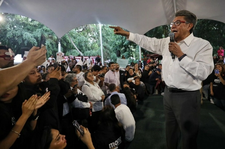 Ricardo Monreal durante asamblea informativa este 05 de julio de 2023. Foto Marco Peláez