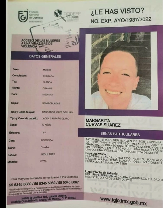 La joven desapareció el pasado 4 de junio de 2022. Imagen difundida en redes sociales