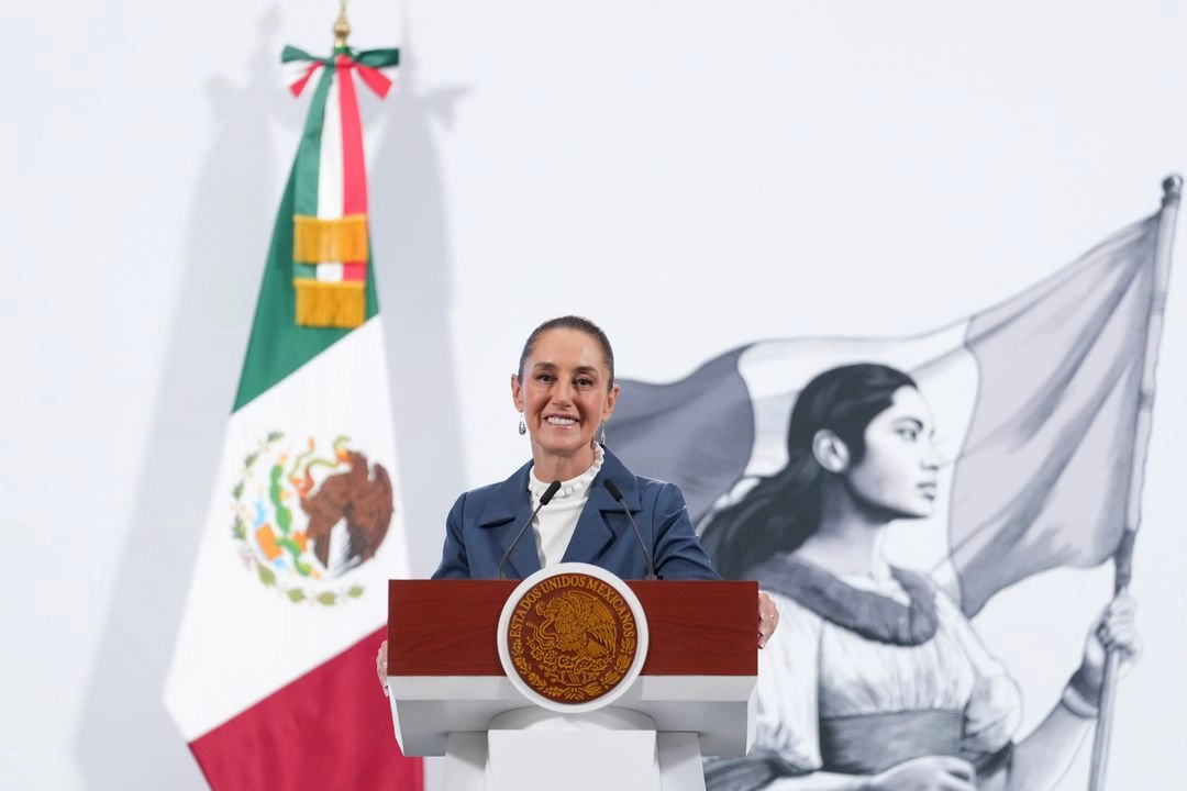 La presidenta de México, Claudia Sheinbaum, durante su conferencia matutina en Palacio Nacional, en la Ciudad de México, el 27 de mayo de 2025. Foto 
