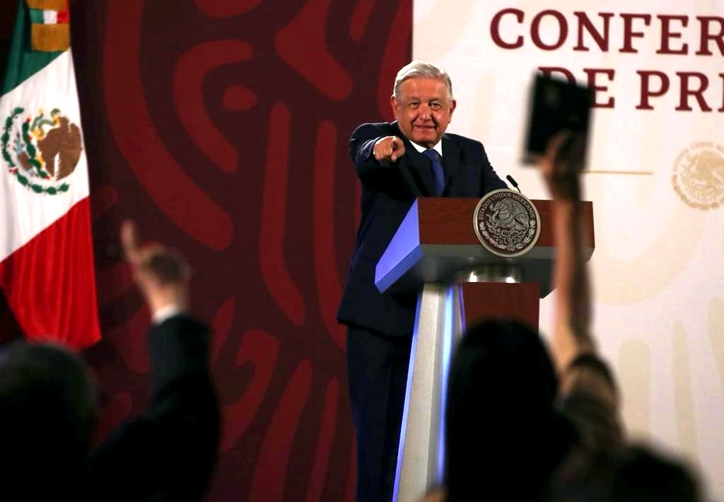El presidente Andrés Manuel López Obrador, en la conferencia matutina del 18 de mayo de 2022. Foto José Antonio López