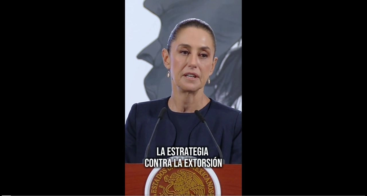 La Presidenta presentó este martes la estrategia nacional contra la extorsión, durante su conferencia matutina. Foto