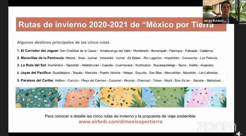 Desglose de las rutas turísticas elaboradas de manera conjunta y presentadas por Fematur. Imagen tomada de la transmisión a través del Facebook de @FematurOficial  