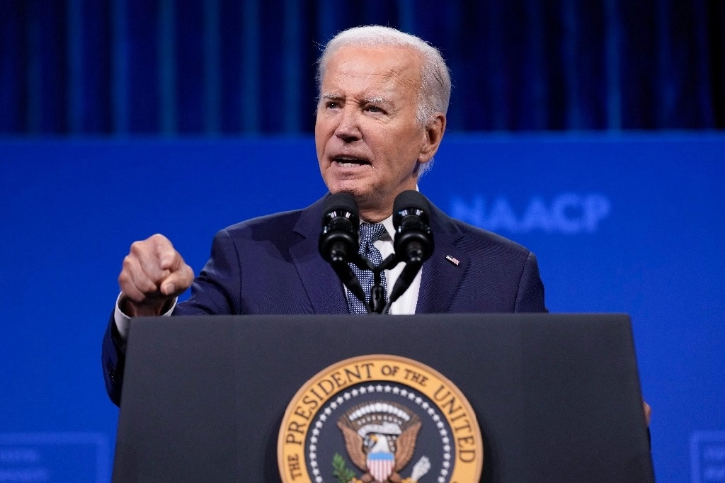 El presidente Joe Biden durante la Convención Nacional de la NAACP en Las Vegas, el 16 de julio de 2024. Foto Ap