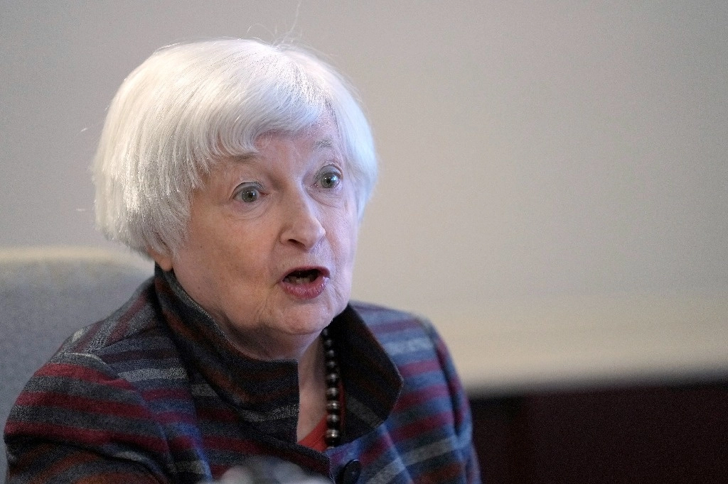 La secretaria del Tesoro de Estados Unidos, Janet Yellen en en Viena, Virginia, el lunes 8 de enero de 2024. Foto Ap 