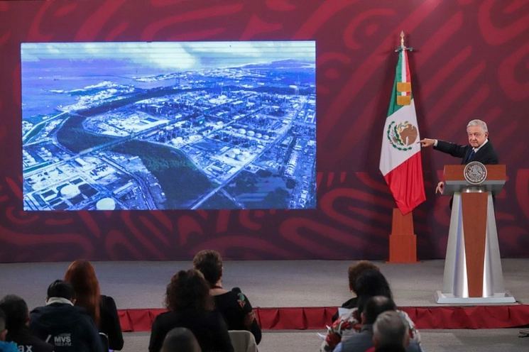 El presidente de México, Andrés Manuel López Obrador, durante su conferencia matutina en Palacio Nacional, en la Ciudad de México, el 21 de agosto de 2023. Foto Pablo Ramos