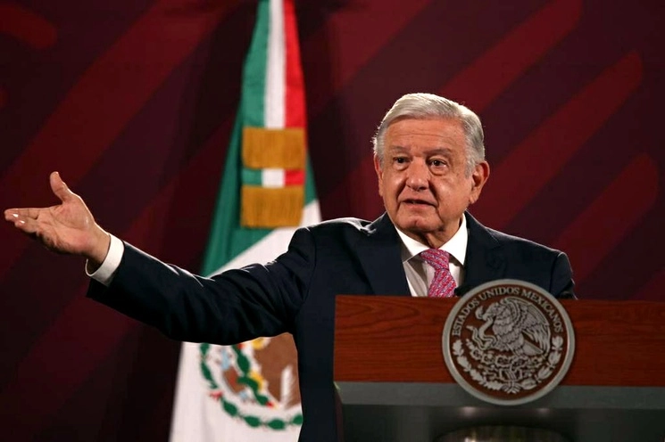 El presidente de México, Andrés Manuel López Obrador, durante su conferencia matutina en Palacio Nacional, en la Ciudad de México, el 29 de mayo de 2023. Foto María Luisa Severiano 