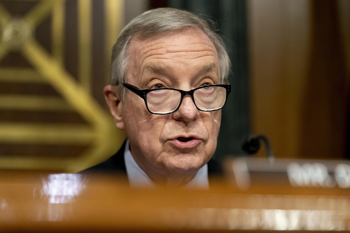 El segundo en rango del liderazgo demócrata en la cámara alta, Dick Durbin, ayer. Foto Ap