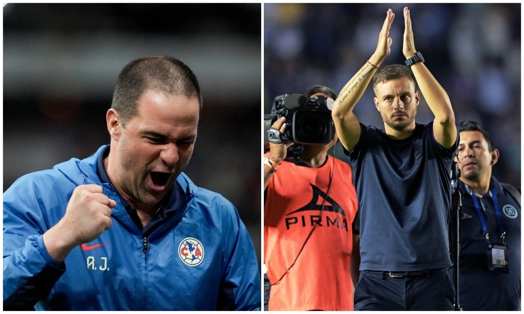  André Jardine, técnico del América, quiere el bicampeonato, mientras Martín Anselmi busca coronar su debut en el torneo con el título. Foto Ap y Afp 