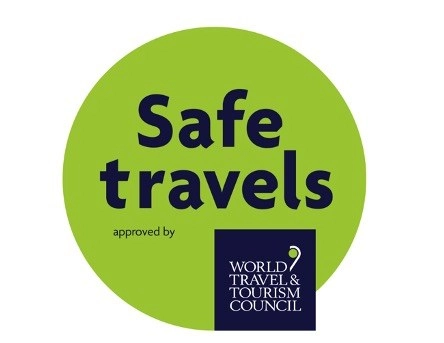 Distintivo de viaje seguro que otorga el  Consejo Mundial de Viajes y Turismo. Foto  cortesía del WTTC