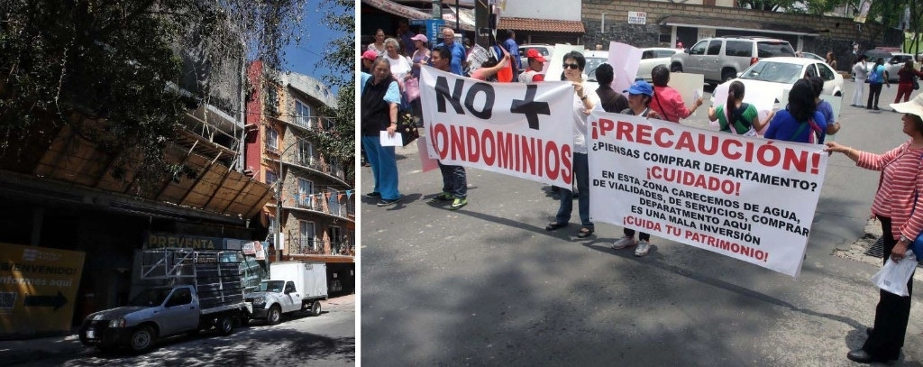 Habitantes de colonias donde se erigen nuevos departamentos están entre los primeros en reclamar a las autoridades la opacidad de las constructoras; una vez que se revisan las obras, en algunos casos se clausuran. Foto Marco Peláez y Guillermo Sologuren