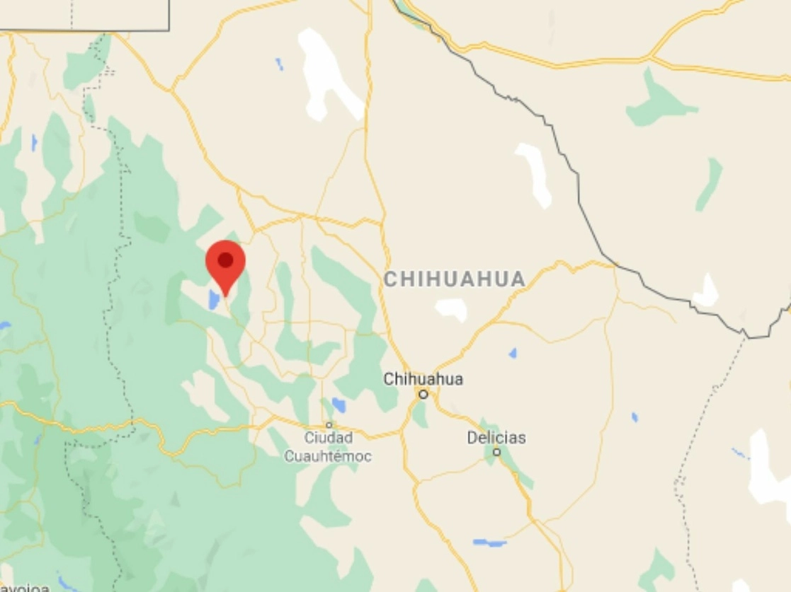 Policías estatales se enfrentaron a balazos con civiles armados en Gómez Farías, municipio de Chihuahua. Imagen tomada de Google Maps