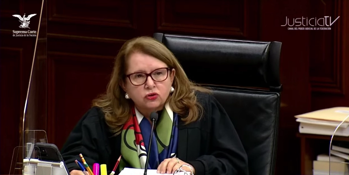 La ministra Loretta Ortiz Alfh fue una de las cuatro que se opusieron a invalidar la medida cautelar, el 5 de septiembre de 2022. Imagen tomada de la transmisión en vivo a través del canal de Youtube de la Suprema Corte de Justicia de la Nación
