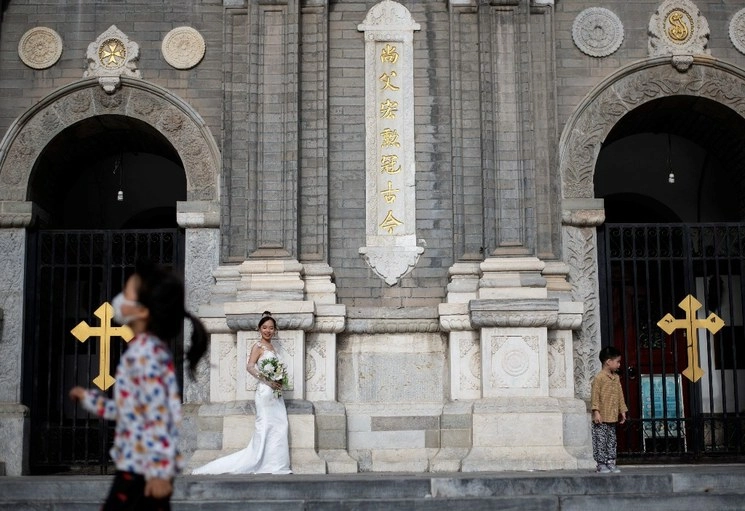 Una novia en Beijing, China. Foto Afp