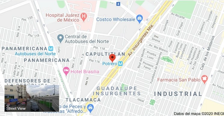 El accidente vehicular ocurrió en avenida Insurgentes Norte y Poniente 116. Imagen tomada de Google Maps