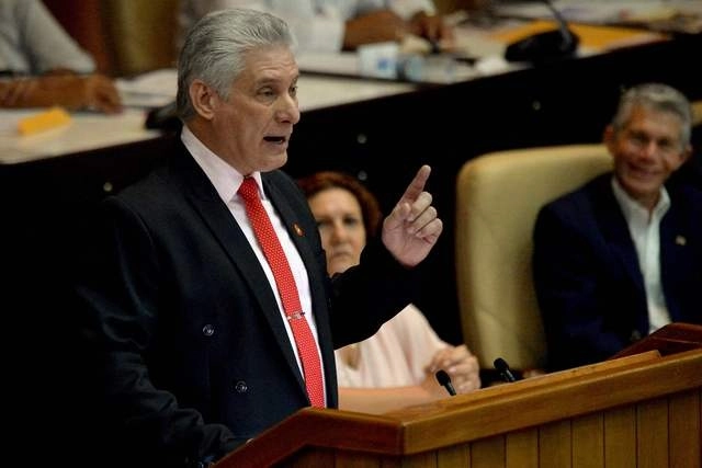 Miguel Díaz-Canel, presidente de Cuba rechazó las acusaciones sobre derechos humanos hechas por EU. Foto Afp 