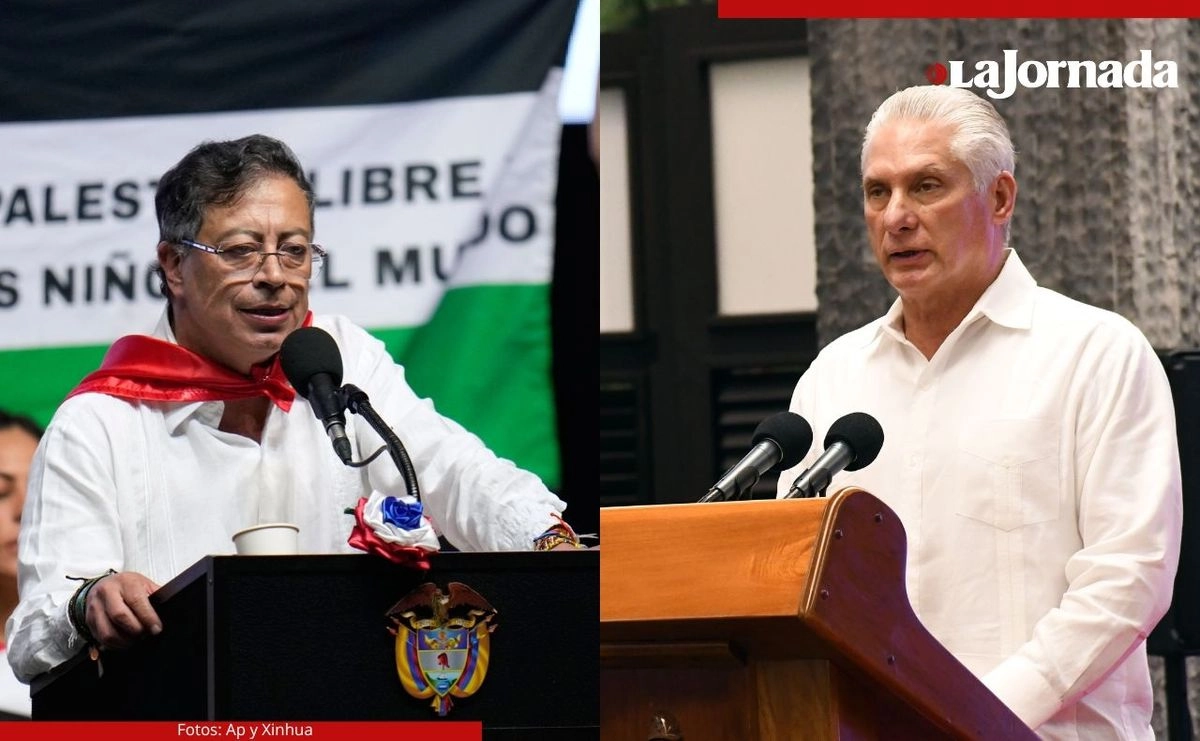 Gustavo Petro, presidente de Colombia y Miguel Díaz-Canel, mandatario cubano, exigieron que EU ponga fin a la acometida castrense contra Venezuela. Fotos