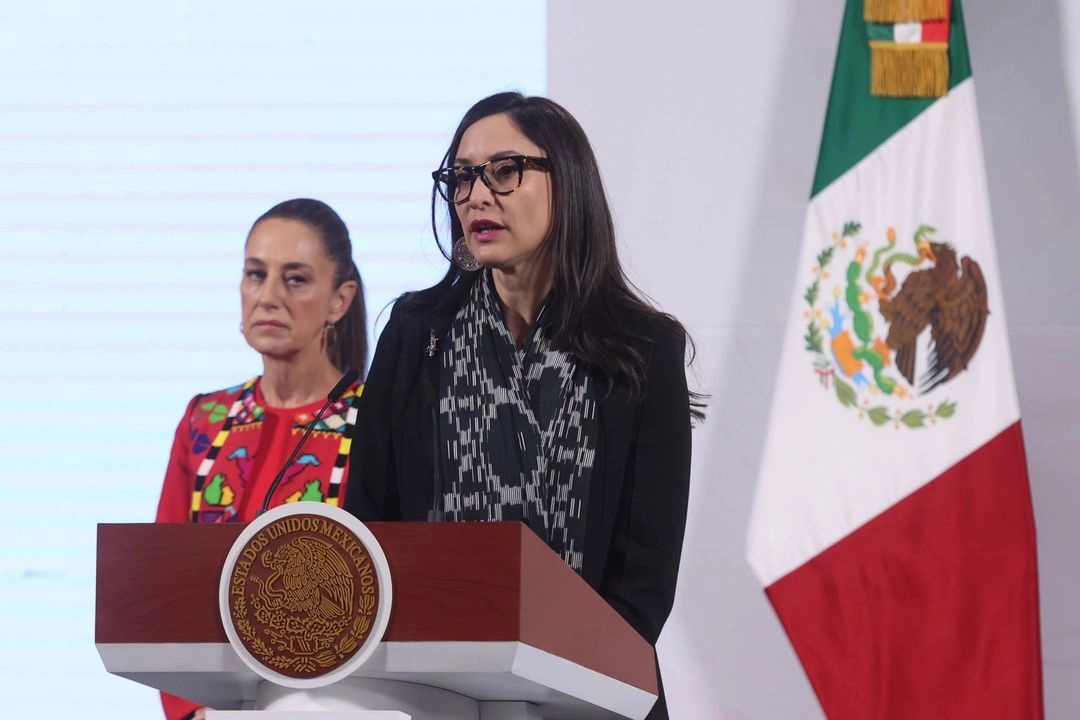 La secretaria de Cultura, Claudia Curiel, durante la conferencia matutina en Palacio Nacional, el 11 de abril de 2025. Foto Cuartoscuro