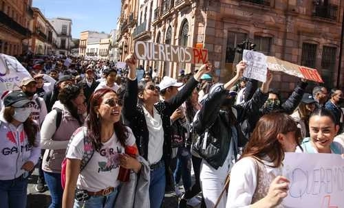 Comunidad de la UAZ en una manifestación del pasado 23 de febrero de 2023. Foto Cuartoscuro