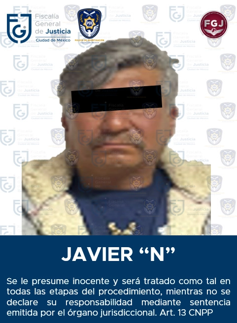 Javier 'N' tras su captura. Foto FGJCDMX