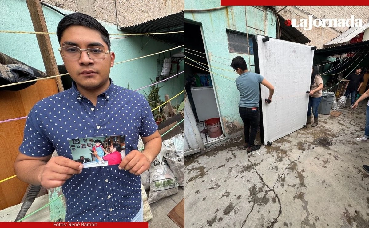 Jesús, estudiante de Enfermería de la UNAM, sufrió la pérdida de su patrimonio y el fallecimiento de su padre durante los días más aciagos de la emergencia por inundación en Nezahualcóyotl, estado de México. Fotos 

