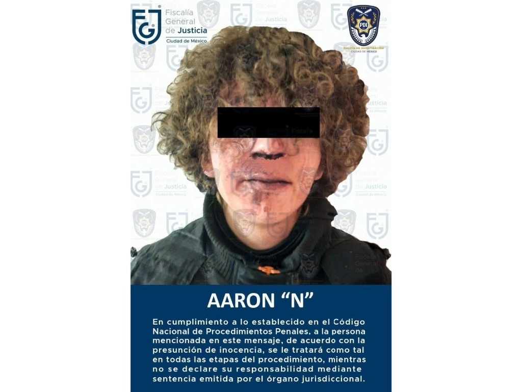 Aarón N, de 19 años, es acusado de presunta participación en los delitos de feminicidio y homicidio calificado en grado de tentativa en agravio de su madre y hermano menor. Foto FGJ CDMX