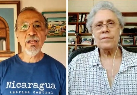 El general retirado Hugo Torres, 'Comandante 1', y Dora María Téllez, 'Comandante 2', históricos ex guerrilleros sandinistas detenidos por el régimen de Daniel Ortega. La segunda concedió una entrevista a Jaime Hernández poco antes de su arresto. Fotos tomadas de videos