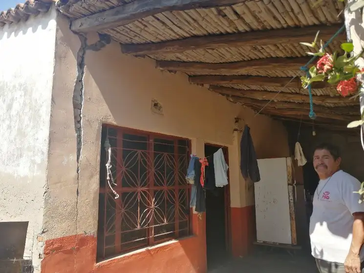 Vivienda dañada en Unión Hidalgo, Oaxaca. Foto Diana Manzo
