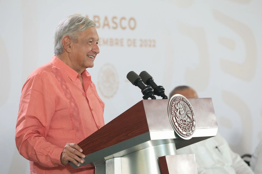 El presidente López Obrador, durante su conferencia de este viernes que ofreció desde Villahermosa, Tabasco. Foto Presidencia