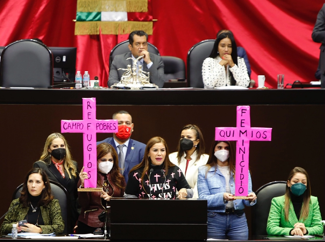 Intervención de la legisladora priísta Karina Barrón durante la sesión de ayer para debatir el Presupuesto de Egresos 2022. Foto Guillermo Sologuren
