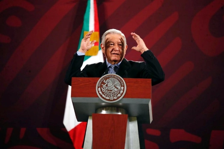 El presidente de México, Andrés Manuel López Obrador, durante su conferencia matutina en Palacio Nacional, en la Ciudad de México, el 18 de julio de 2023. Foto Cristina Rodríguez