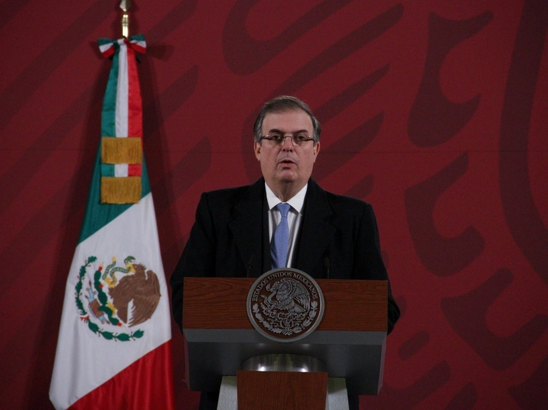 El canciller Marcelo Ebrard durante la conferencia presidencial de este jueves 19 de noviembre. Foto Cuartoscuro