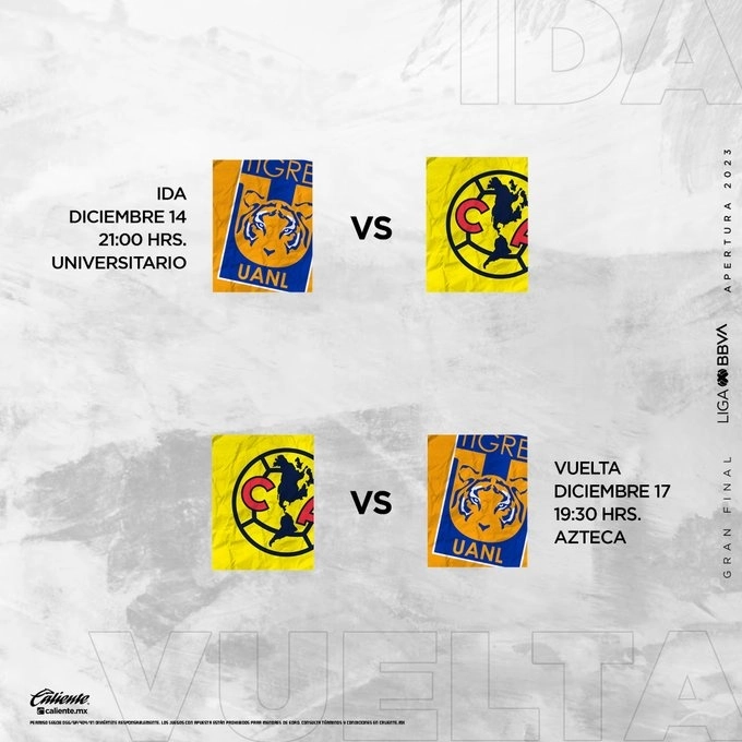 Horarios de la final de Apertura 2023 entre América y Tigres. Foto @LigaBBVAMX
