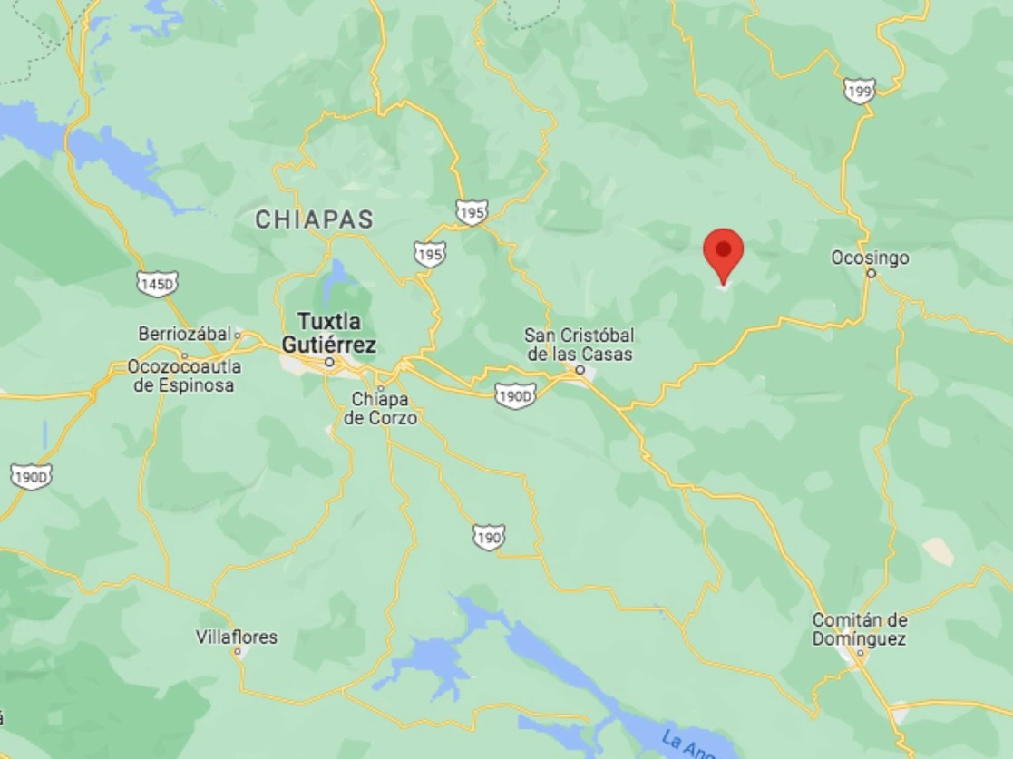 Un enfrentamiento por disputas agrarias en el municipio de Cancuc, en los Altos de Chiapas, dejó dos indígenas tseltales heridos y tres detenidos, informó la Fiscalía General del Estado. Imagen tomada de Google Maps