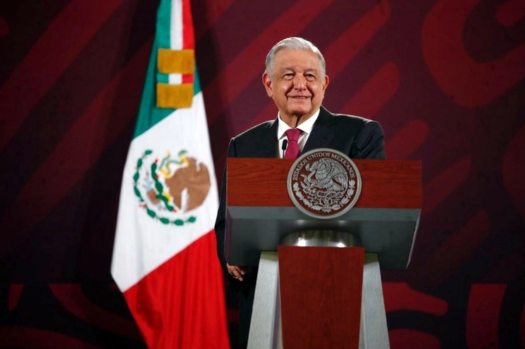 El presidente de México, Andrés Manuel López Obrador, durante su conferencia matutina en Palacio Nacional, en la Ciudad de México, el 23 de agosto de 2023. Foto Cristina Rodríguez