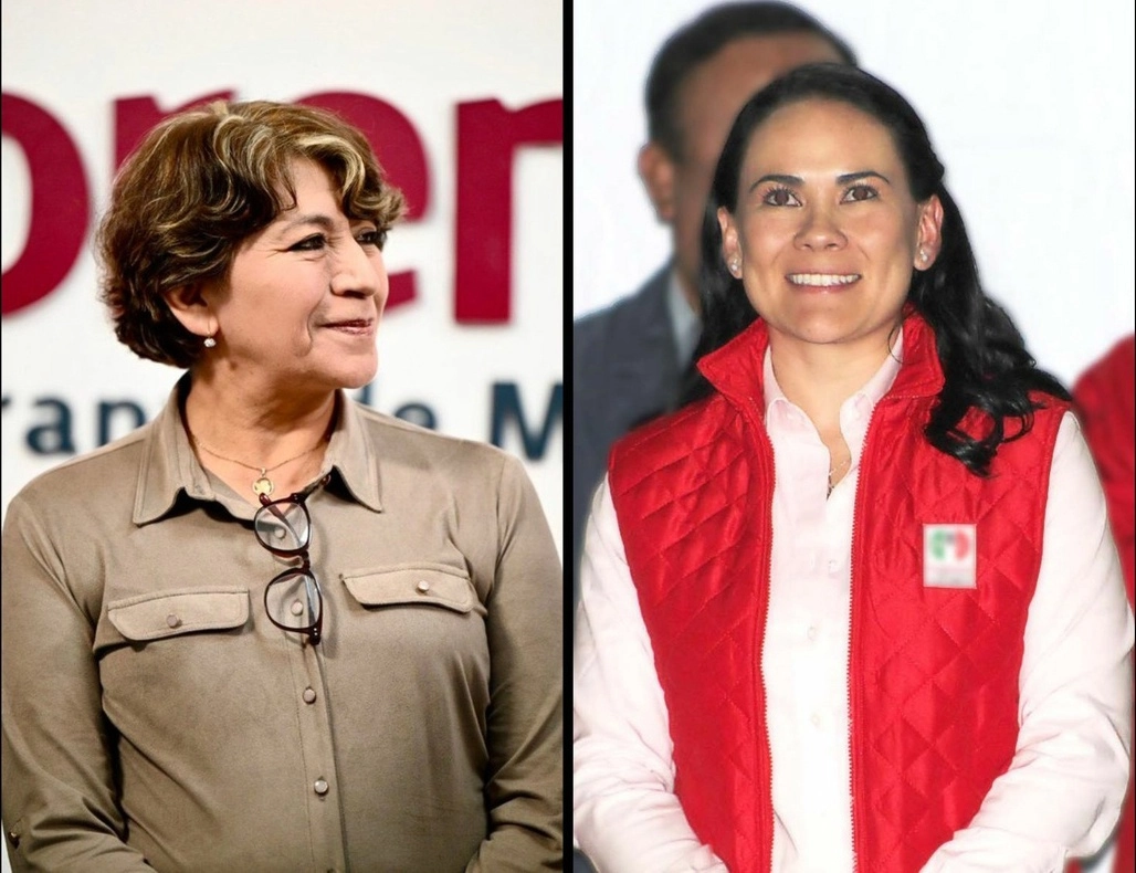 Delfina Gómez, precandidata única de Morena a la gubernatura del estado de México, y Alejandra del Moral, virtual abanderada por la alianza. Foto ‘La Jornada'