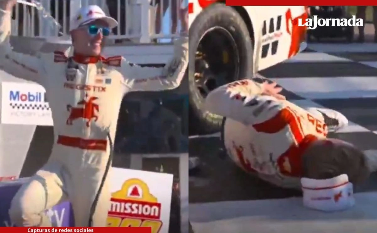 Zilisch había ganado su sexta carrera de la temporada en la segunda división de Nascar en Watkins Glen (Nueva York, Estados Unidos) y se subió al techo de su coche para una tradicional celebración, pero resbaló y cayó al suelo de mala manera. Foto