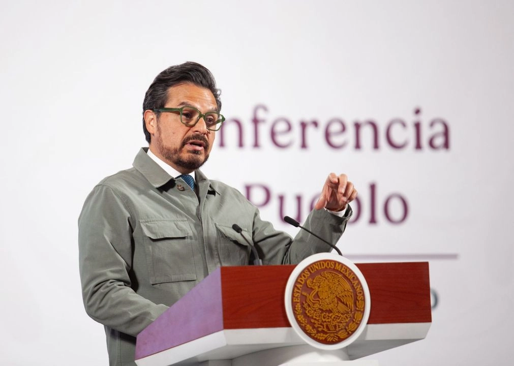 Zoé Robledo, director general del Instituto Mexicano del Seguro Social (IMSS) durante la conferencia de prensa matutina en Palacio Nacional