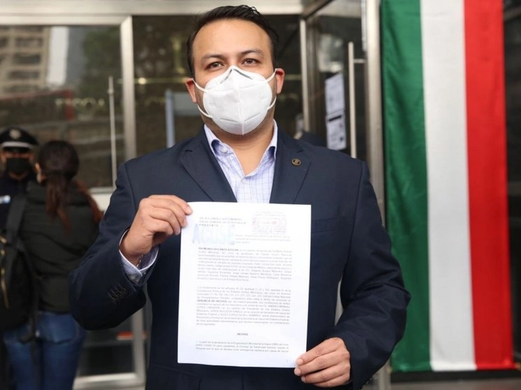 Ayer, el PAN presentó una denuncia contra el presidente Andrés Manuel López Obrador; el Secretario de Salud, Jorge Alcocer, y al subsecretario de Prevención y Promoción de la Salud, Hugo López-Gatell, por el manejo de la pandemia de Covid-19. Foto tomada del Twitter de @AccionNacional