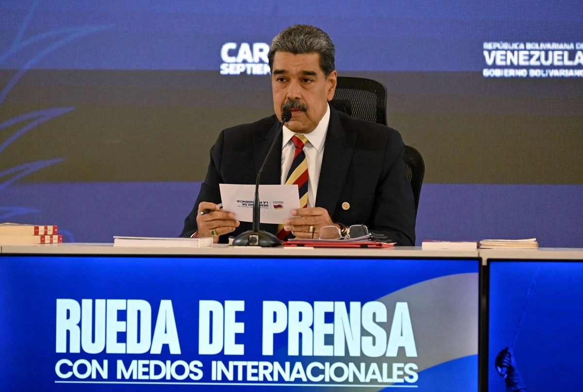 El presidente de Venezuela, Nicolás Maduro, habla durante una conferencia de prensa en Caracas, el 1 de septiembre de 2025