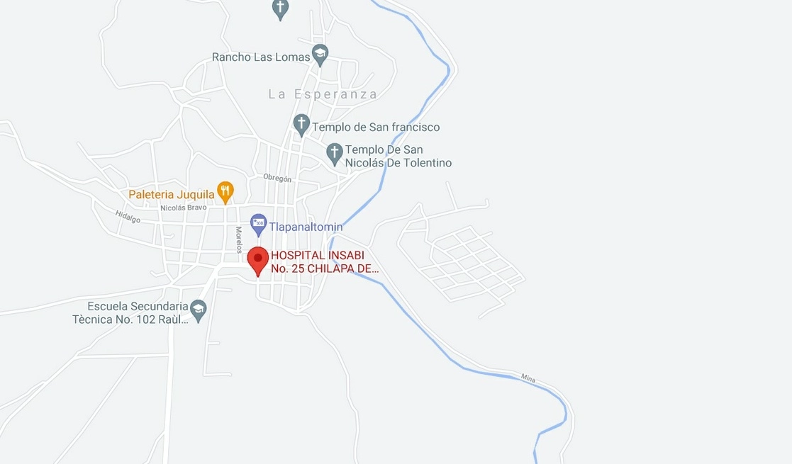 Los afectados señalaron que laboraban en el Hospital INSABI número 25 de Chilapa de Álvarez. Imagen tomada de Google Maps
