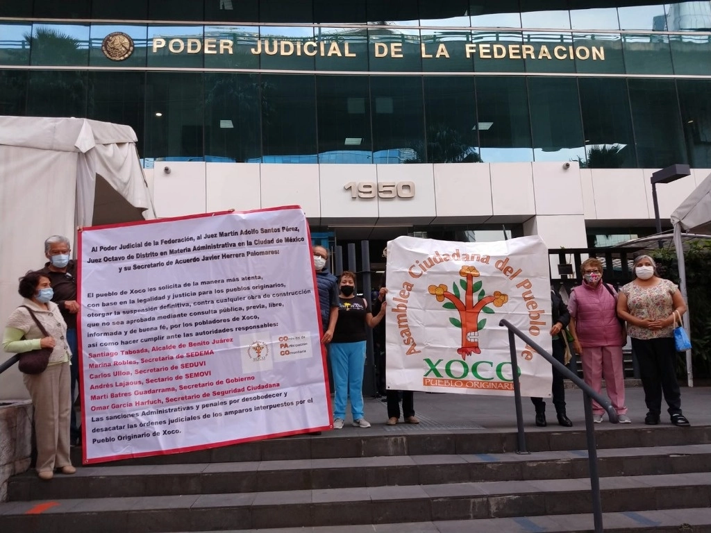 Integrantes de la Asamblea Ciudadana del Pueblo de Xoco durante una protesta en imagen de archivo. Foto redes sociales
