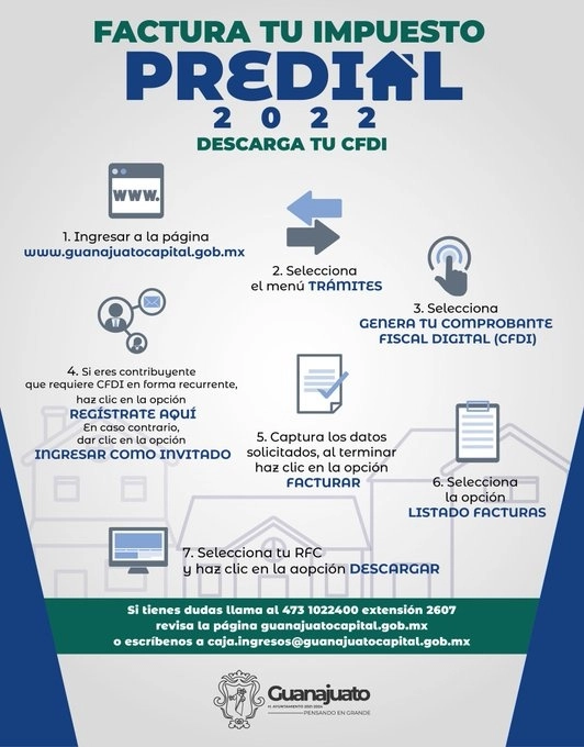 Formato para facturar el pago del impuesto predial en Guanajuato.