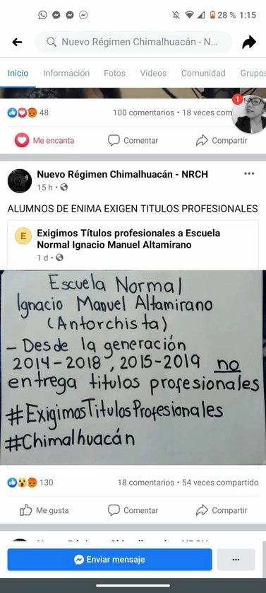 Los estudiantes iniciaron una campaña en redes sociales para denunciar el delito.