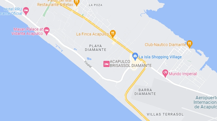 Vecinos de la zona diamante de Acapulco se manifestaron en contra de la constructora Casas Homex. Foto Google maps