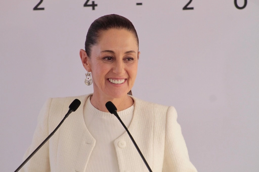 Claudia Sheinbaum, virtual presidenta electa, durante su conferencia de prensa en la casa de transición en la alcaldía Iztapalapa, en la Ciudad de México, el 30 de julio de 2024. Foto Germán Canseco