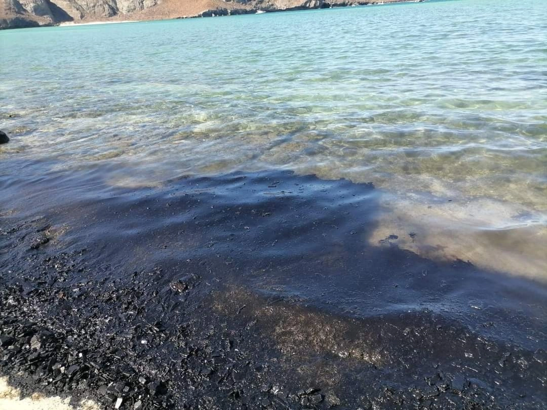 El pasado domingo la embarcación Fortius se incendió en sus inmediaciones y eso causó el derrame de hidrocarburo en la playa Balandra. Foto tomada del Twitter de @Cachobanzi