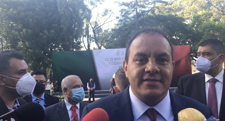 El gobernador de Morelos, Cuauhtémoc Blanco, se pronunció sobre el desafuero del fiscal del estado, Uriel Carmona, después de que rindió honores por el 211 aniversario del inicio de la gesta heroica de la Independencia de México, el 16 de septiembre de 2021. Foto Rubicela Morelos